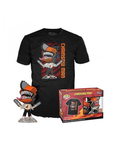 Chainsaw Man POP! & Tee Set de Minifigura y Camiseta Chainsaw Man Leaping talla S