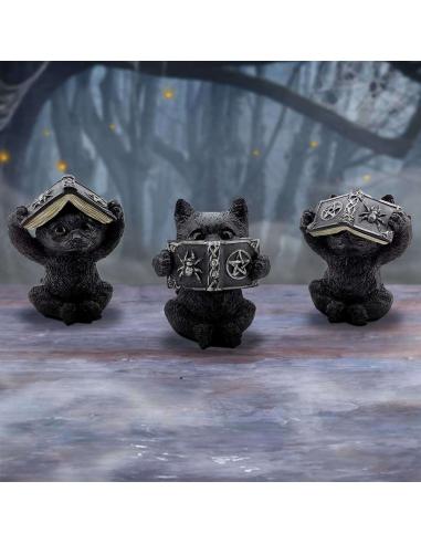 THREE WISE WITCHY BLACK SPELL CATS