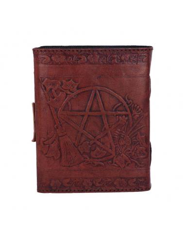 LEATHER DIARY EMBOSSED PENT/BROOM & LOCK