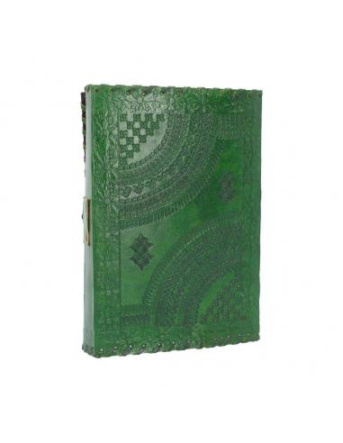 LEATHER DIARY EMBOSS GREENMAN & TWO LOCK