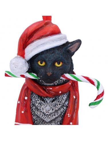 CANDY CANE CAT HANGING ORNAMENT