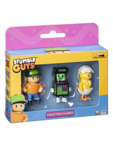 Stumble Guys: figuras coleccionables en caja con ventana de 3 figuras Wave 2 Mr Stumble + Stumble Invaders + Hatchling
