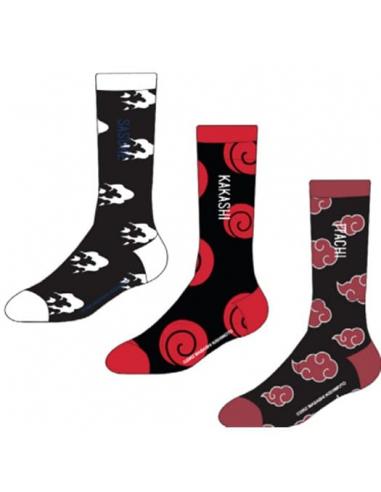 Naruto Pack de 3 Pares de Calcetines Sasuke, Kakashi, Itachi 39-42