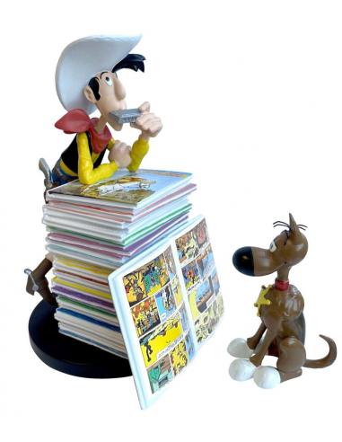 LUCKY LUKE PILE OF COMICS STATUE
