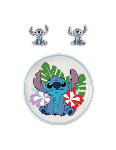 Pendientes + plato bisuteria Stitch Disney