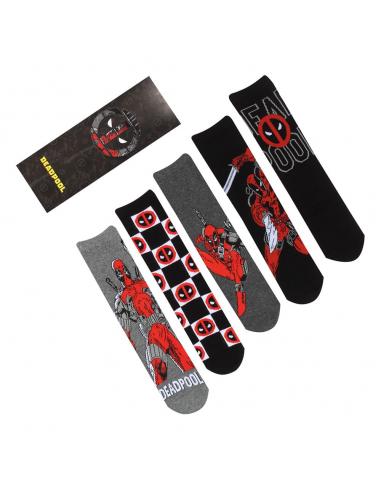 Marvel Pack de 5 Pares de calcetines Deadpool L-XL