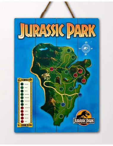 DOCTOR COLLECTOR JURASSIC PARK WOODEN MAP POSTER