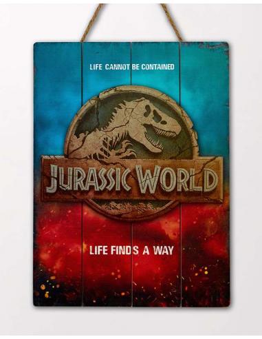 DOCTOR COLLECTOR JURASSIC WORLD LOGO WOODEN POSTER