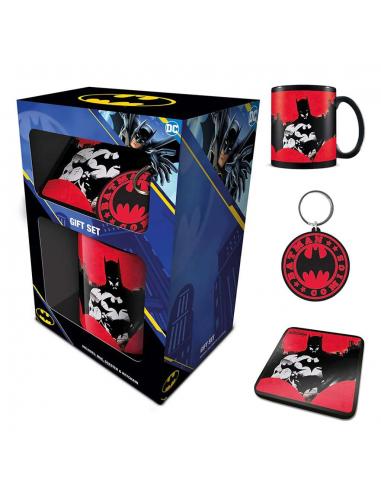 BATMAN GIFT SET MUG COASTER KEYCHAIN RED
