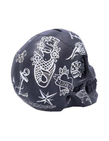 BLACK TATTOO SKULL MONEY BOX