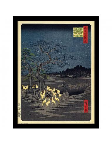 HIROSHIGE FOX FIRES COLL PRINT FRAMED
