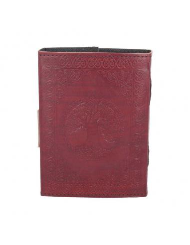LEATHER DIARY EMBOSS TREE OF LIFE & LOCK