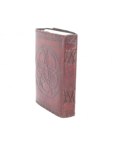 LEATHER DIARY EMBOSSED PENTAGRAM & LOCK