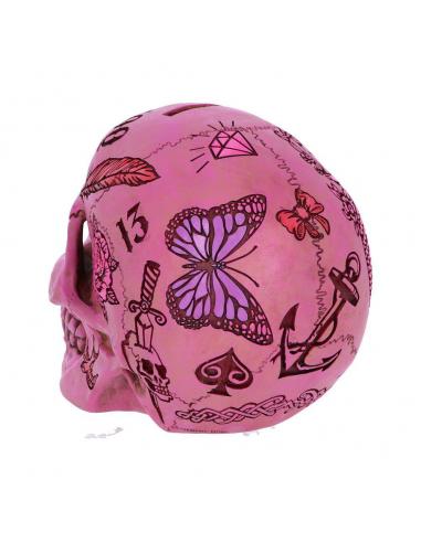 PINK TATTOO SKULL MONEY BOX