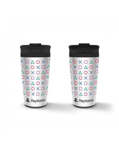 PLAYSTATION WHITE METAL TRAVEL MUG