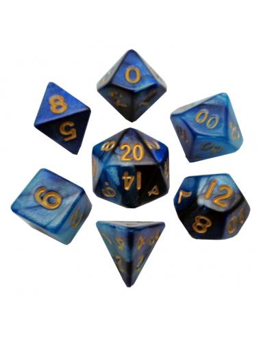 FanRoll FanRoll Mini Pack de Dados Blue/Light Blue with Gold Numbers (7)