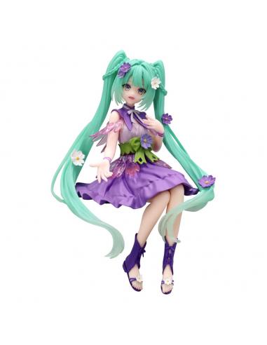 Furyu Hatsune Miku Estatua PVC Noodle Stopper Flower Fairy Cosmos Purple Color Ver. 14 cm