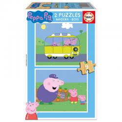 Puzzle Peppa Pig madera 2x9pz - Imagen 1