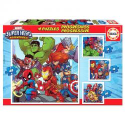 Puzzle Super Heroe Adventures Marvel 12-16-20-25pz - Imagen 1