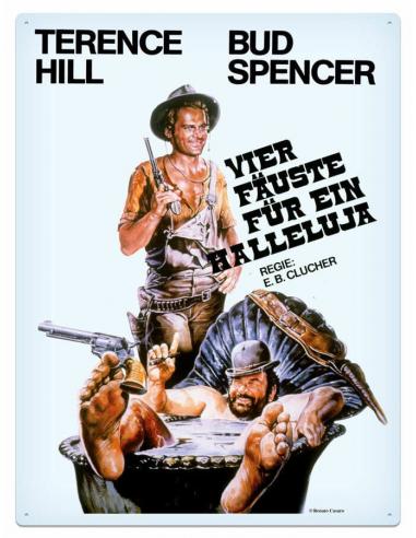 Blechwaren Fabrik Braunschweig Bud Spencer & Terence Hill Placa de Chapa Vier Fäuste für ein Halleluja 30 x 40 cm