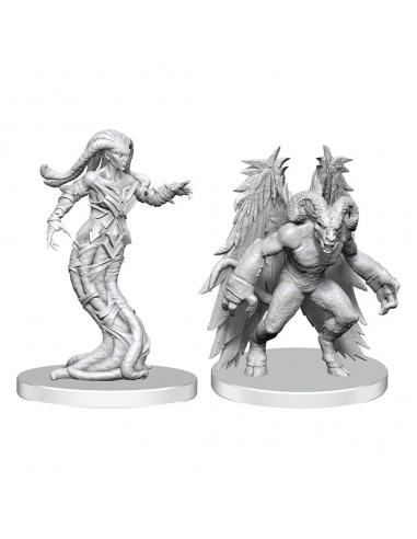 Wizkids Pathfinder Deep Cuts Miniaturas sin pintar Gylou (Handmaiden Devil) & Ferrugon (Rust Devil)