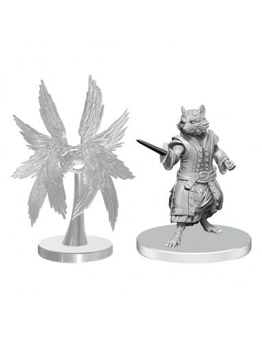 Wizkids Pathfinder Deep Cuts Miniaturas sin pintar Procyal (Raccoon Agathion) & Zoaem (Ring Archon)