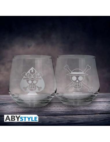 ONE PIECE LUFFY & ACE GLASS SET (2)