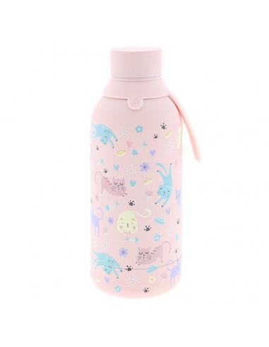 LOVELY STORY Botella termica Gatos Rosas 500ml