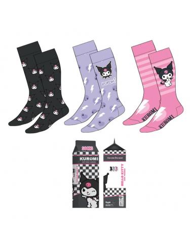Cerdá Sanrio Pack de 3 Pares de calcetines Kuromi 36-43