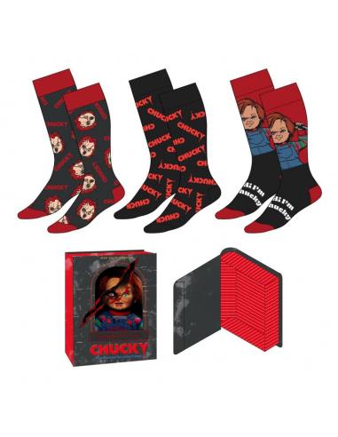Cerdá Muñeco Diabólico, Chucky Pack de 3 Pares de calcetines 38-45