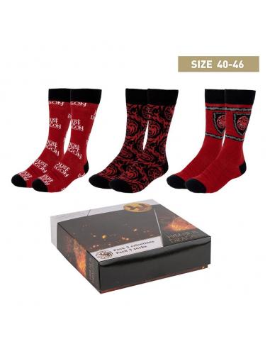 Cerdá La casa del dragón Pack de 3 Pares de calcetines 40-46