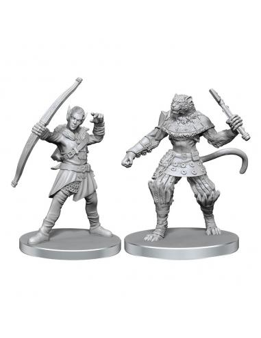 Wizkids Pathfinder Deep Cuts Miniaturas sin pintar Elf Hunter & Catfolk Bandit