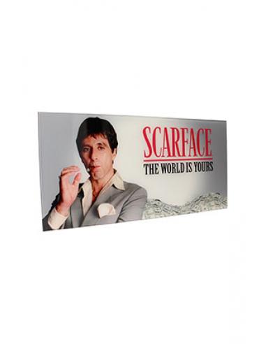 SD TOYS THE WORLD IS YOURS FONDO GRIS POSTER DE VIDRIO SCARFACE 60x30 CM