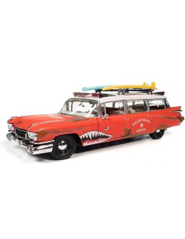 Cadillac Eldorado Ambulance + Shark Graphics & Surfboards Auto World AW312 escala 1/18