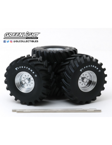 Set de llantas y neumáticos 48" - Firestone - Kings of Crunch Monster Trucks Greenlight 1/18
