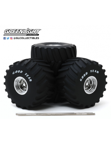Set de llantas y neumáticos de 66" Goodyear - para Monster Trucks - Greenlight 1/18