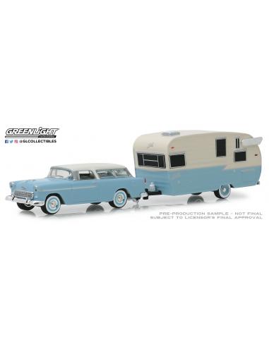 Chevrolet Nomad y caravana Shasta Airflyte con toldo (1955) Greenlight 1/64