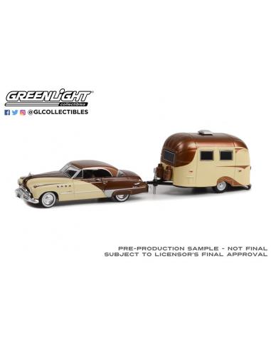 Buick Roadmaster Hardtop + caravana Airstream 16’ (1949) Greenlight 1/64