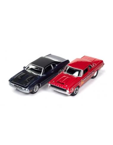 Set 2 coches -1971 Dodge Demon Navy Blue + 1964 Dodge 330 Mr. Norm Lightning JLSP275A escala 1/64