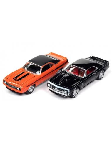Yenko Set 2 coches Chevy Camaro Orange + 1967 Chevy Camaro Black Lightning JLSP276B escala 1/64