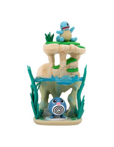 Jazwares Pokémon Environment Set Figuras Shoreside Lago de la Ribera & Poliwag & Squirtle 5 cm