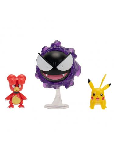 Jazwares Pokémon Pack de 3 Figuras First Partner Battle Figure Set Magby, Pikachu & Gastly