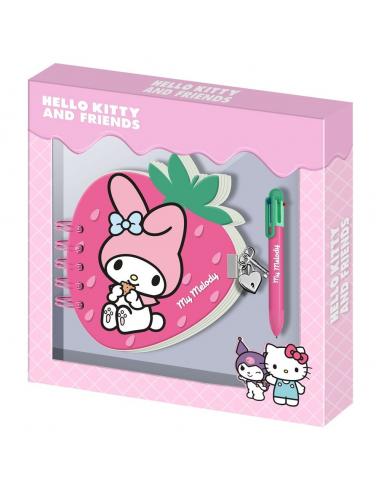 KARACTERMANIA Diario + Boligrafo Fresa My Melody Hello Kitty and Friends
