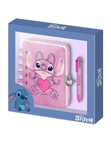 KARACTERMANIA Diario peluche + Boligrafo Corazon Angel Stitch Disney
