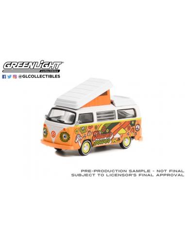 Coche de metal en miniatura Volkswagen Type 2 Westfalia (1973) Campmobile "Vee Dub Series 14" Greenlight 1/64