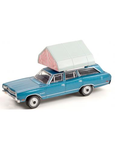 Coche de metal en miniatura Plymouth Satellite Station Wagon con tienda de campaña (1969) The Great Outdoors Series 1 Greenlight