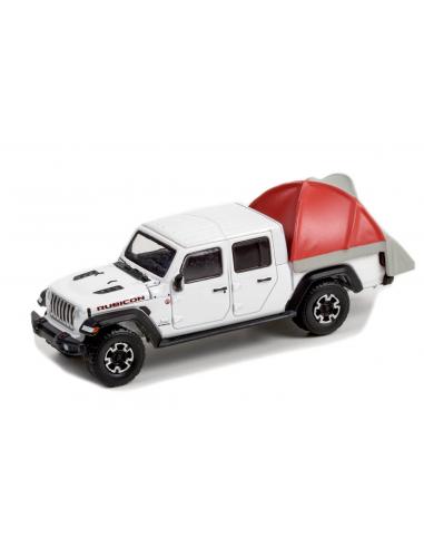 Coche de metal en miniatura Jeep Gladiator con tienda de campaña (1969) The Great Outdoors Series 1 Greenlight 1/64