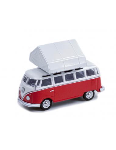 Coche de metal en miniatura Volkswagen Samba Bus con tienda de campaña (1964) The Great Outdoors Series 1 Greenlight 1/64