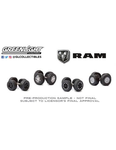 Coche de metal en miniatura Conjunto de ruedas y neumáticos "RAM" Greenlight 1/64