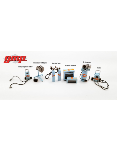 Coche de metal en miniatura Accesorios dioraman de taller de coche - serie Gulf Oil GMP escala 1/43